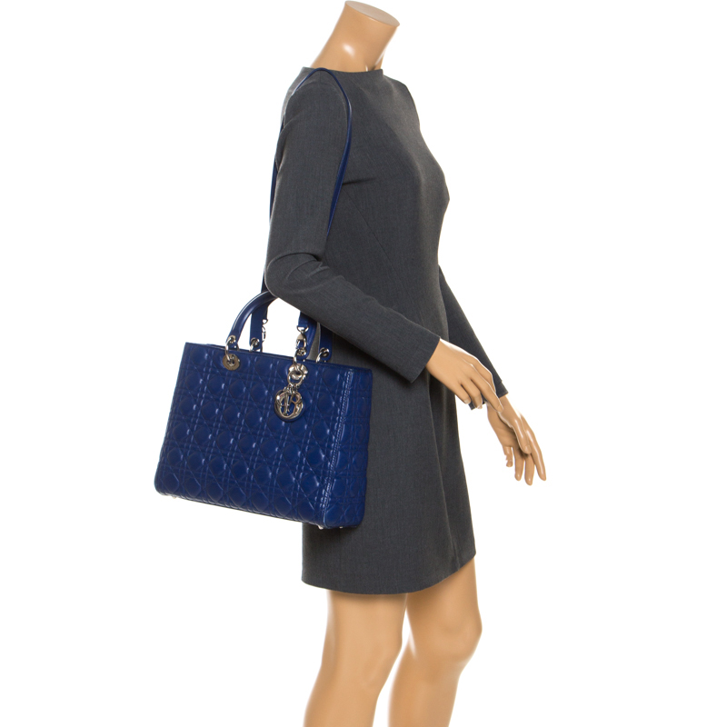 

Dior Blue Cannage Leather Large Lady Dior Tote