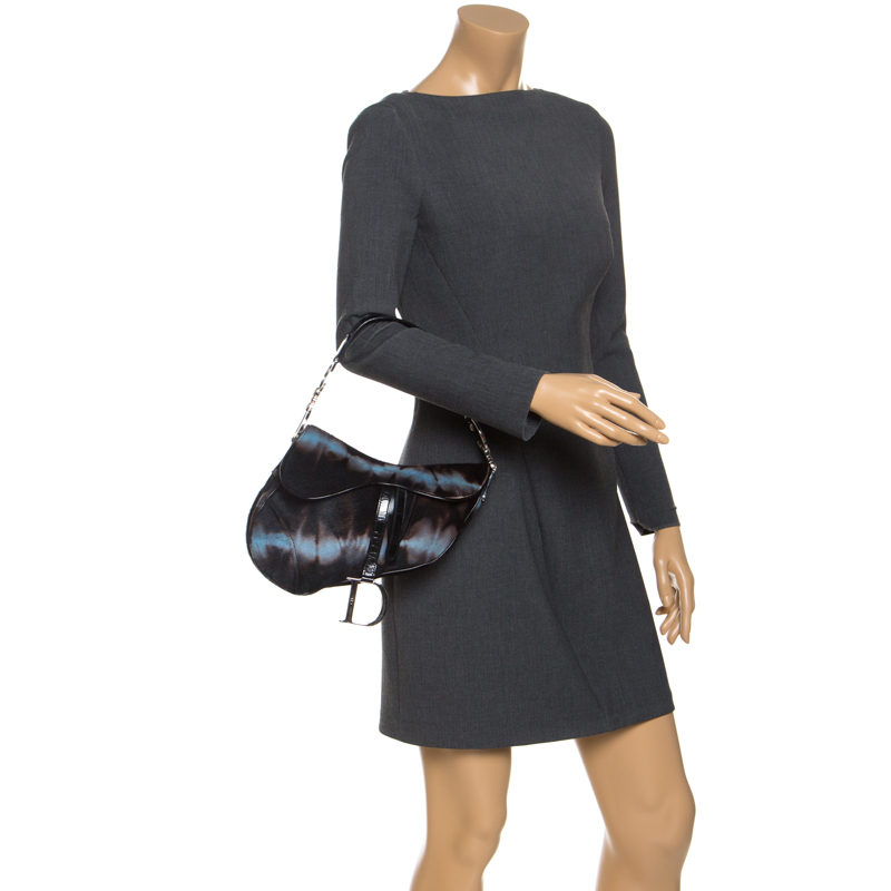

Dior Brown/Blue Pony Hair Saddle Bag