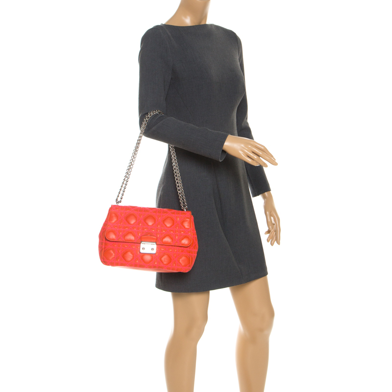 

Dior Red/Pink Cannage Leather Miss Dior Promenade Shoulder Bag
