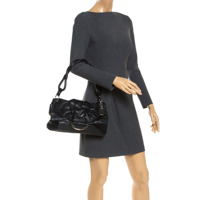 

Dior Black Leather Bow Flap Shoulder Bag