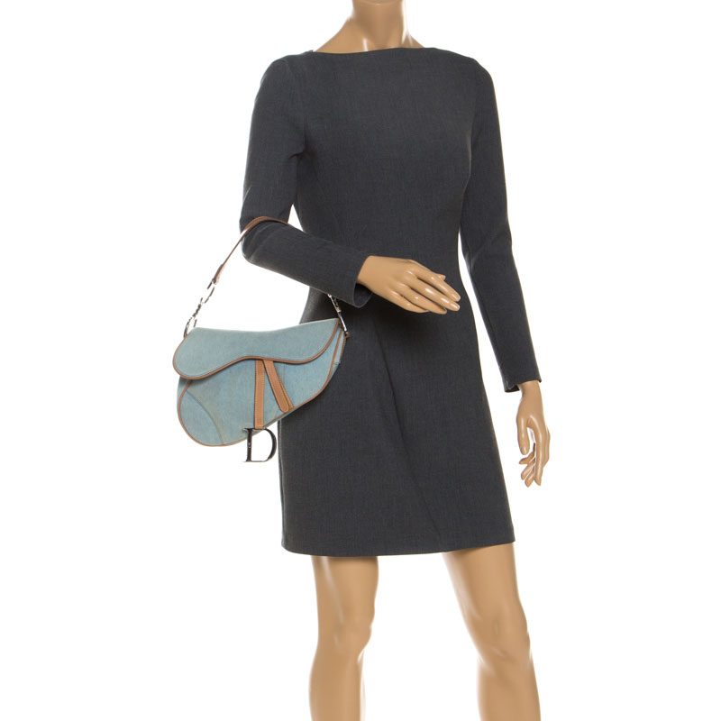 

Dior Blue Denim and Leather Saddle Bag