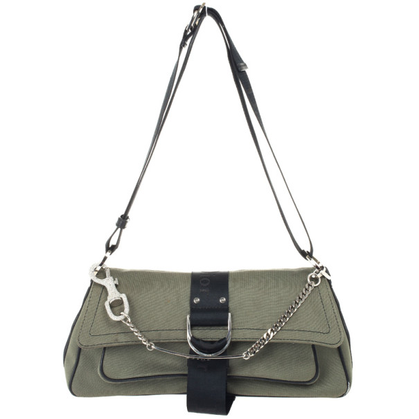 مملوكة مسبقًا Christian Dior Green and Black Small Dual Strap Shoulder Bag
