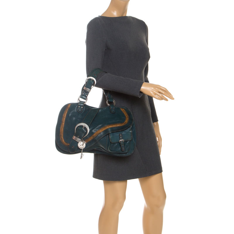 

Dior Green Leather  Gaucho Double Saddle Shoulder Bag