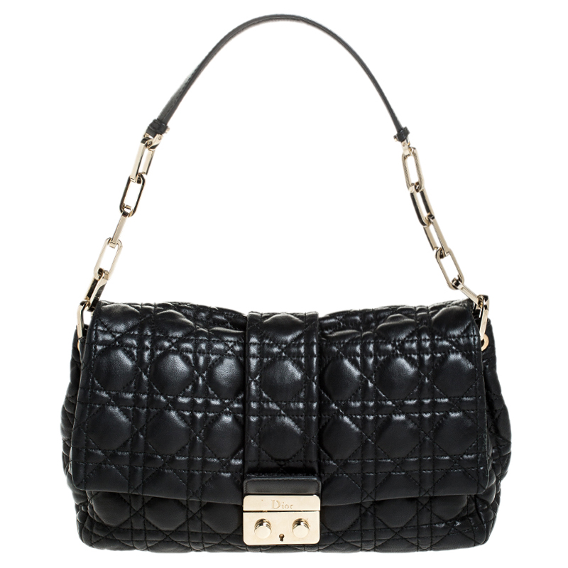Dior Black Cannage Leather New Lock Flap Bag
