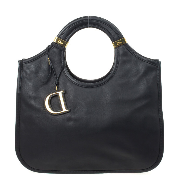 Pre Owned Dior Diorita Black Leather Medium Zipped Hobo