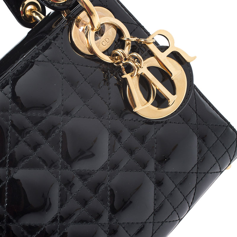 Dior Black Patent Leather Mini Lady Dior Tote Dior | TLC