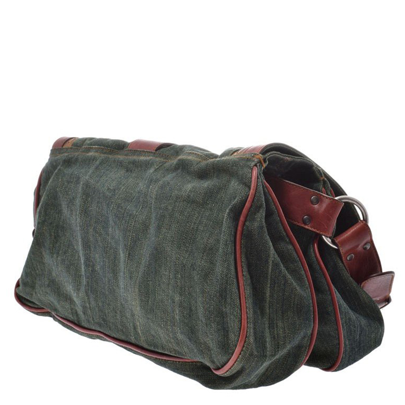 

Dior Green/Brown Leather And Canvas Gaucho Saddle Bag
