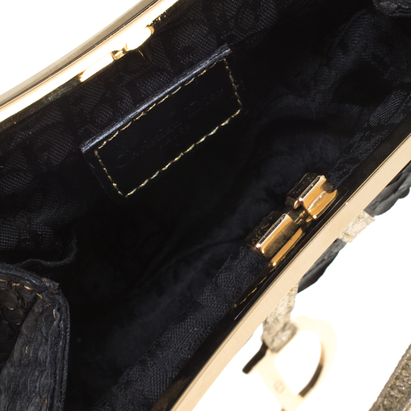 Dior Black/Gold Python and Leather Mini Saddle Bag Dior | TLC