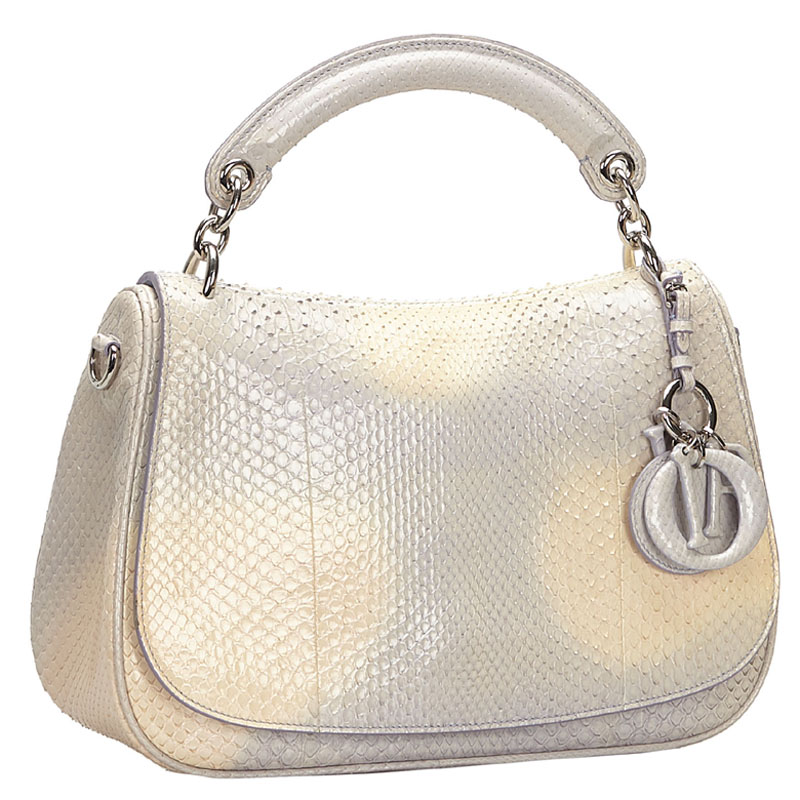 

Dior Two-Tone Python Leather Dune Satchel, Grey