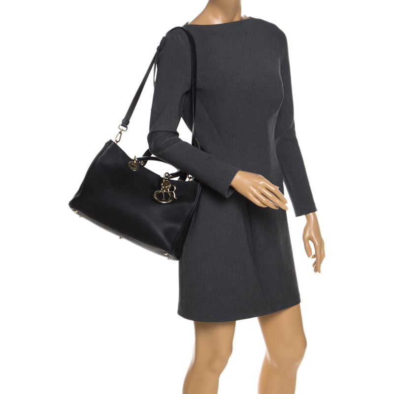 

Dior Black Leather  Diorissimo Shopper Tote
