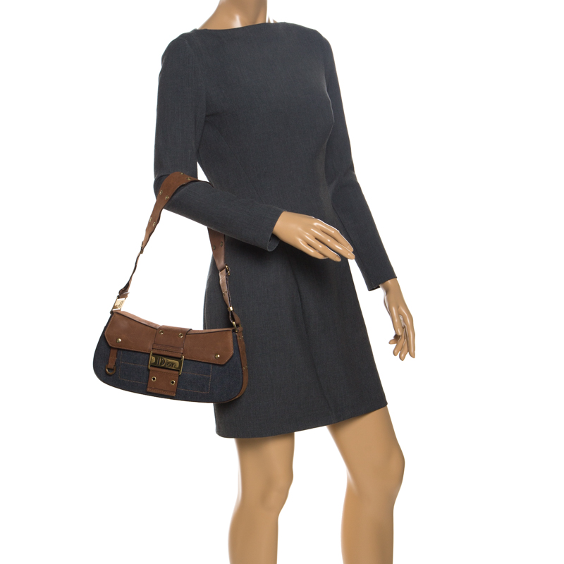 

Dior Blue/Brown Denim and Leather Street Chic Shoulder Bag