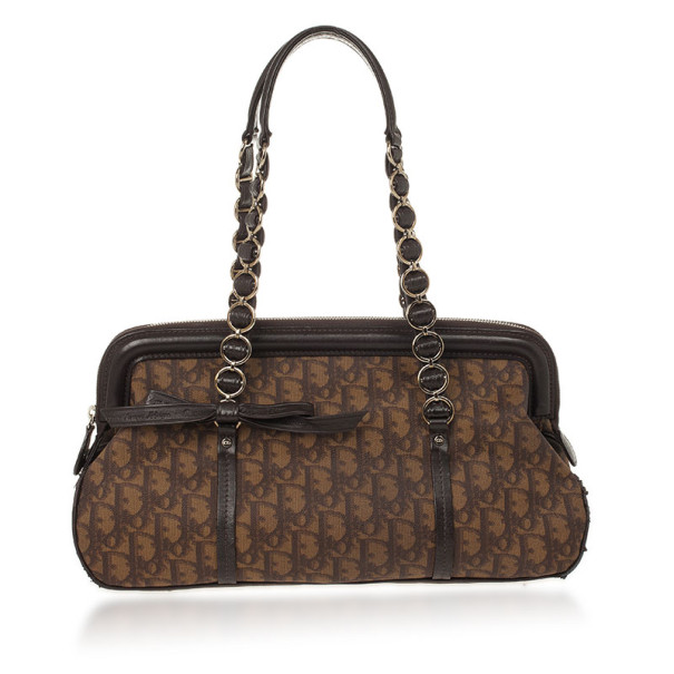 Pre Owned Christian Dior Trotter Romantique Boston Satchel Handbag