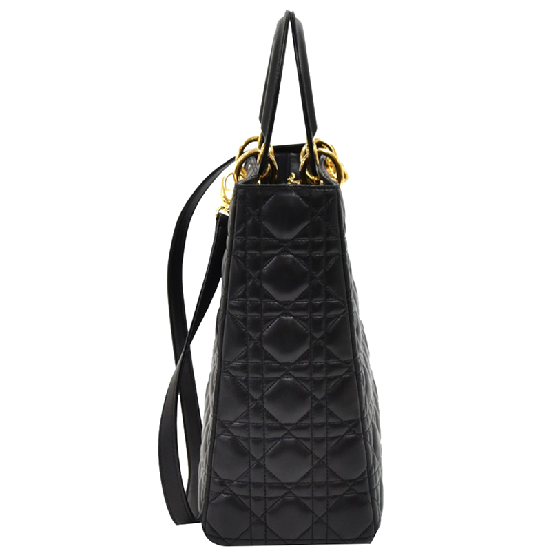 

Dior Black Quilted Cannage Leather Lady Dior Bag