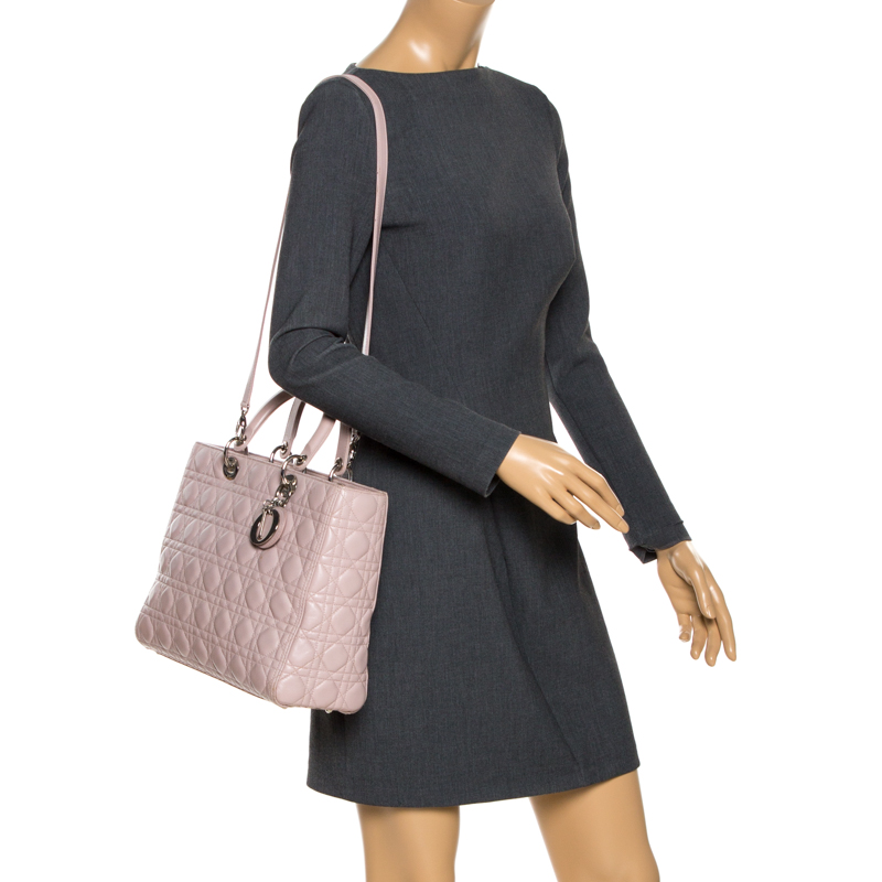 

Dior Pale Pink Leather  Lady Dior Tote