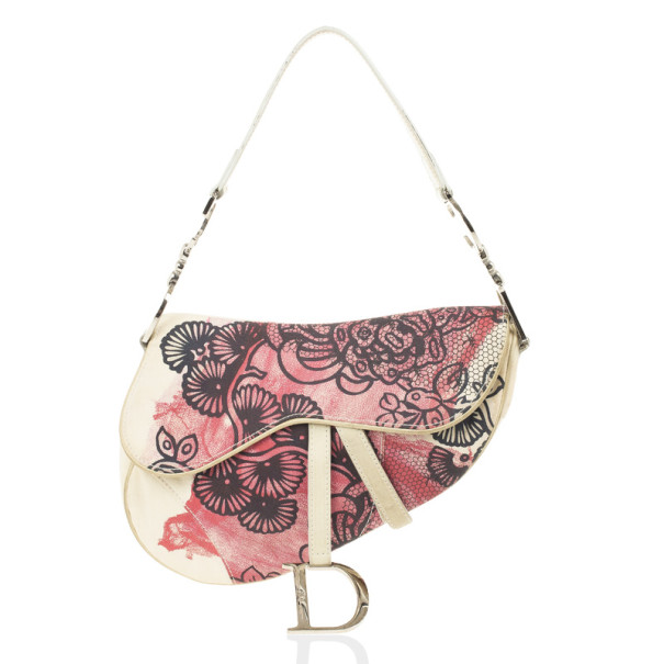 Pre Owned Dior Off Print Saddle Bag