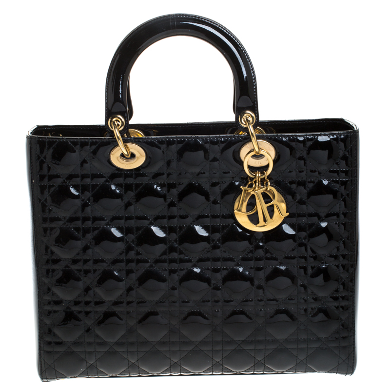 lady dior black patent leather