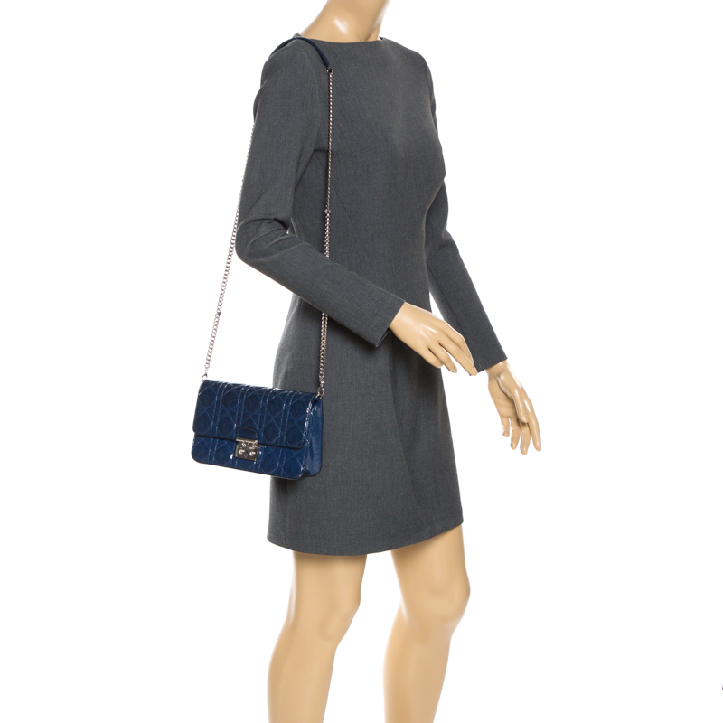 

Dior Blue Cannage Patent Leather Miss Dior Promenade Pouch