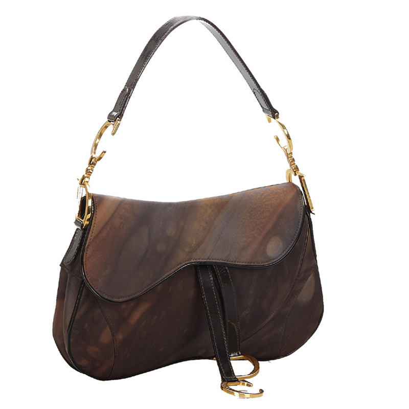 

Dior Brown Printed PVC Double Saddle Bag