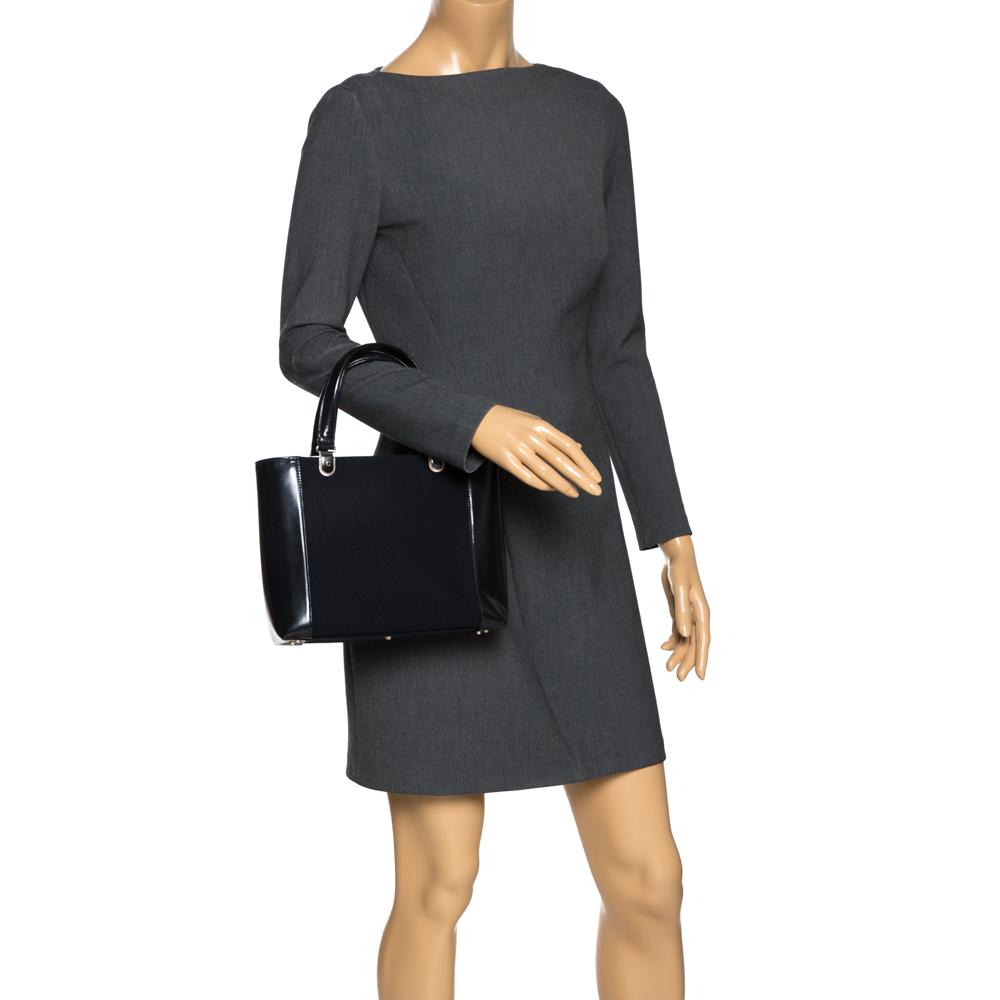 

Dior Navy Blue Canvas and Leather  Vintage Tote