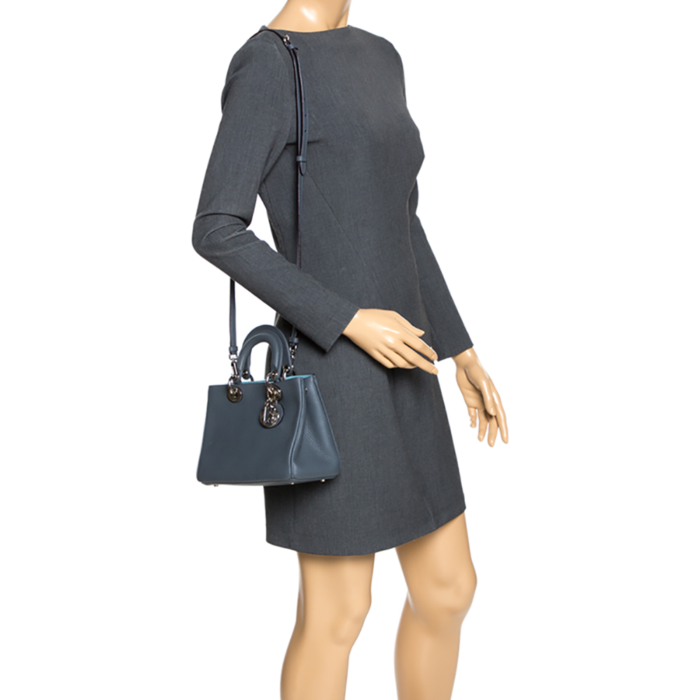 

Dior Dark Grey Leather Mini Diorissimo Tote