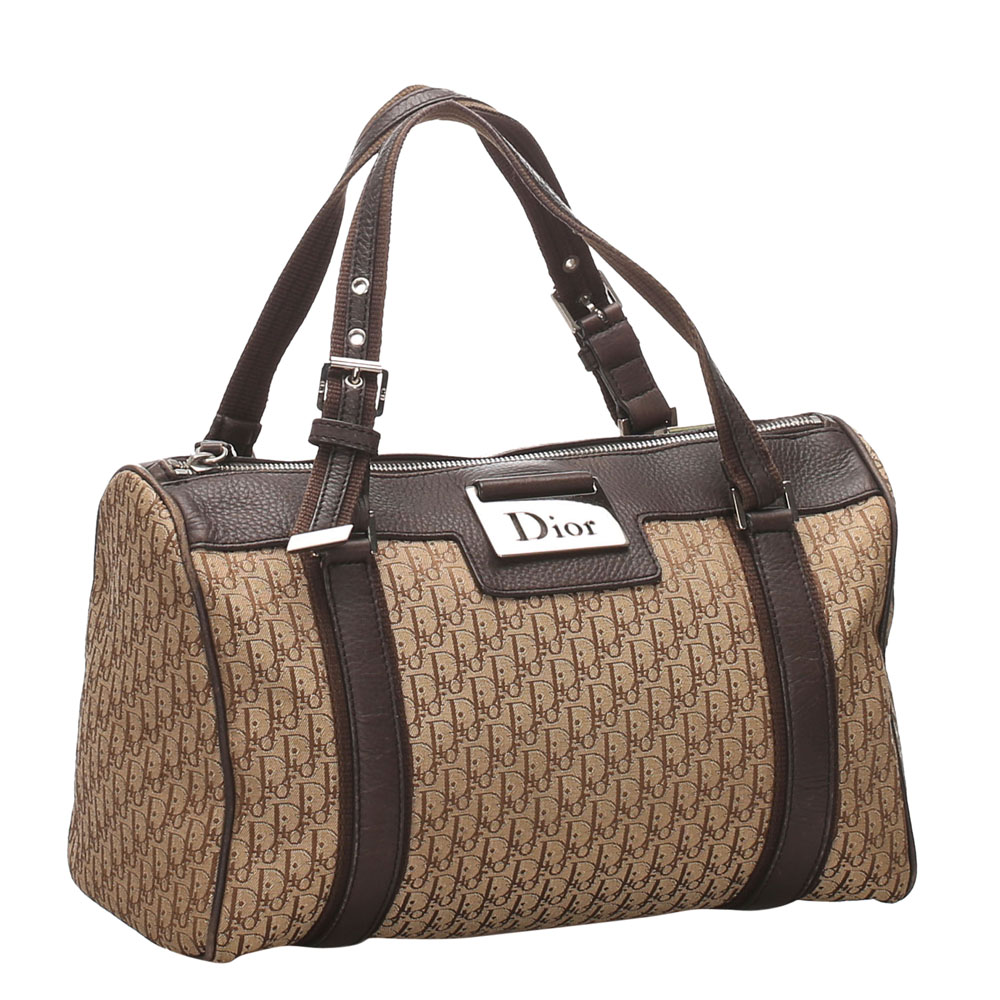 

Dior Brown/Beige Oblique Canvas Boston Bag