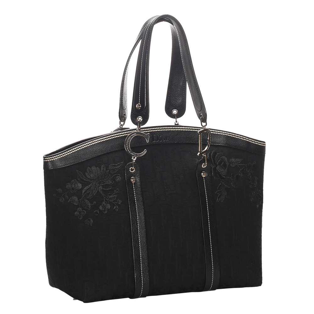 

Dior Black Embroidered Oblique Canvas And Leather Tote