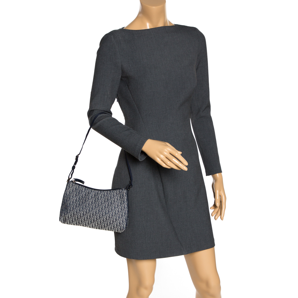 

Dior Grey/Black Diorissimo Canvas Pochette Bag