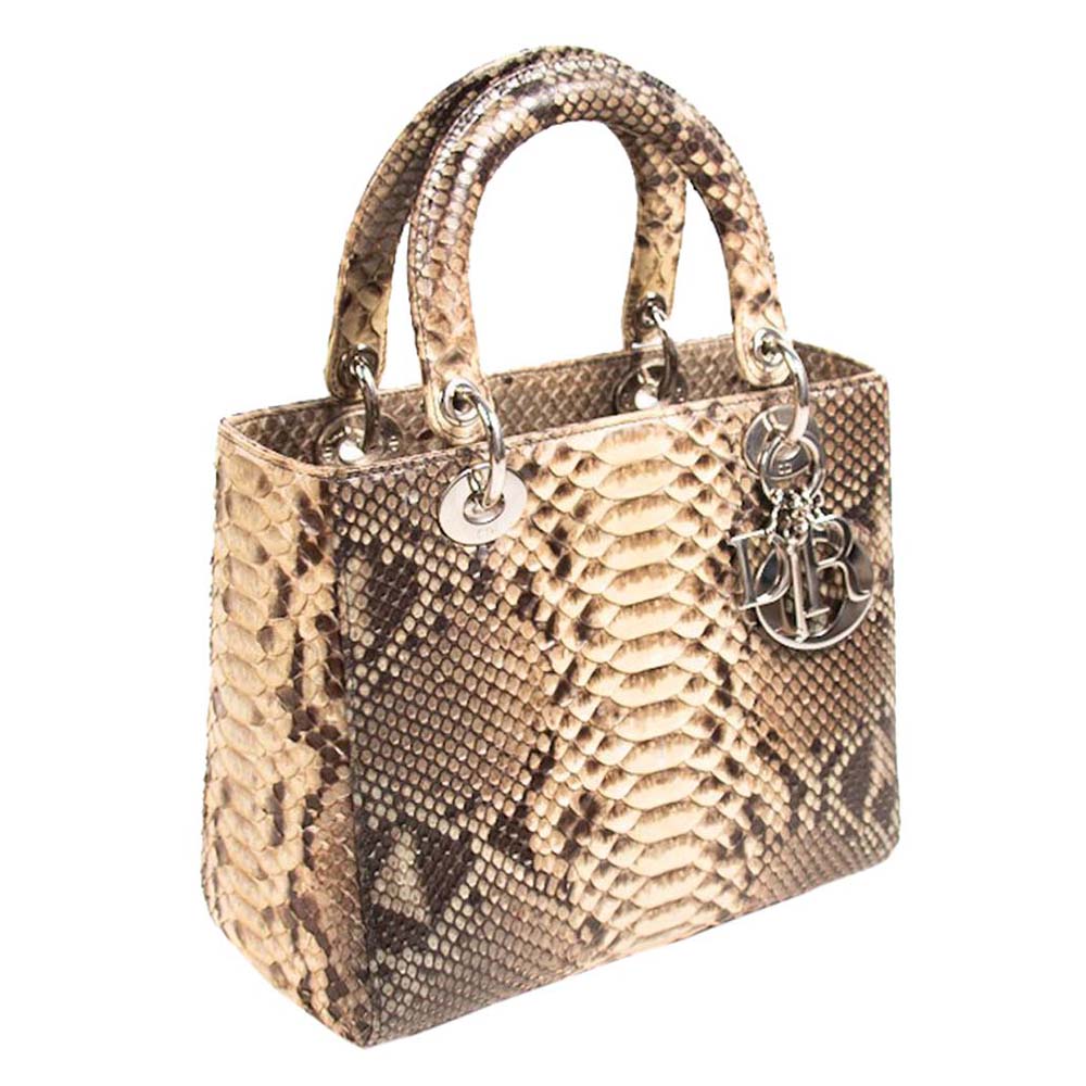 

Dior Gold/Brown Python Medium Lady Dior Tote