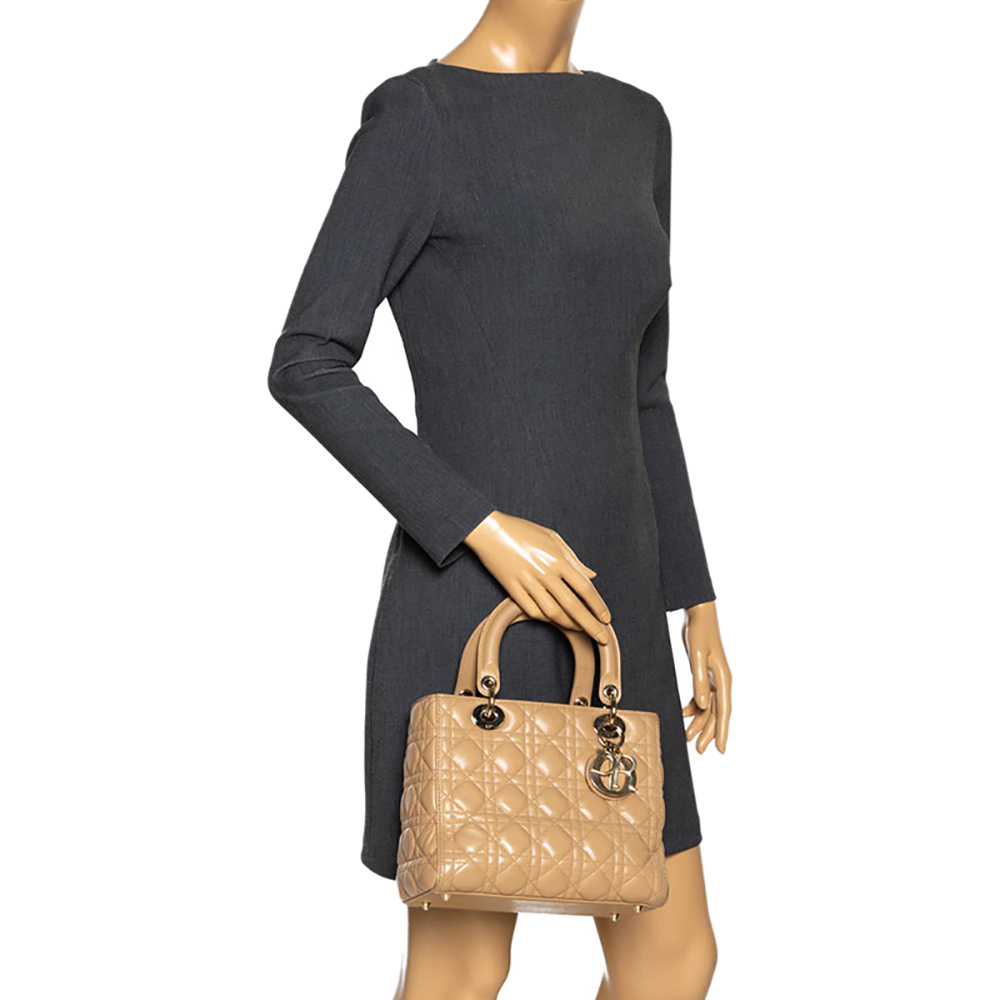 

Dior Beige Leather Medium Lady Dior Tote