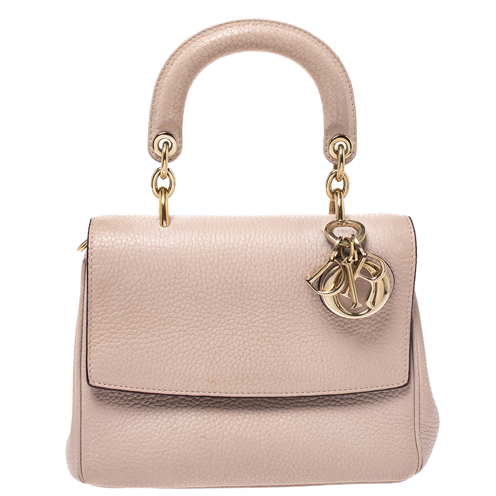 Pre Owned Dior Baby Pink Leather Mini Be Dior Top Handle Bag