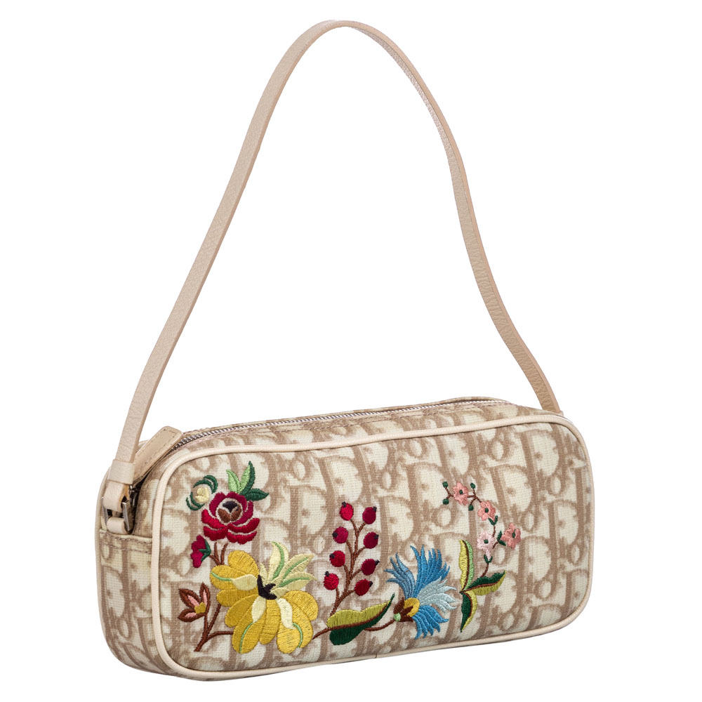 

Dior Brown Oblique Floral Canvas Baguette, Beige