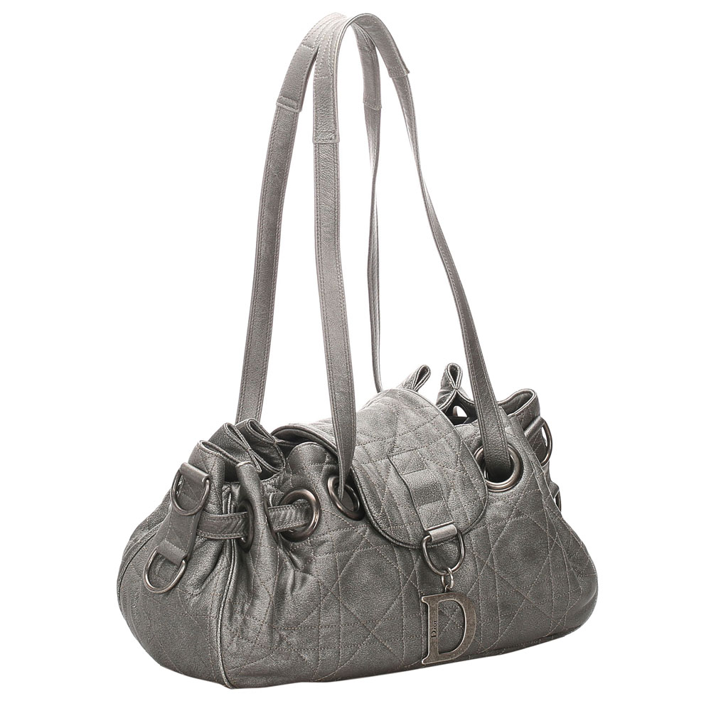 

Dior Gray Cannage Leather Shoulder Bag, Grey