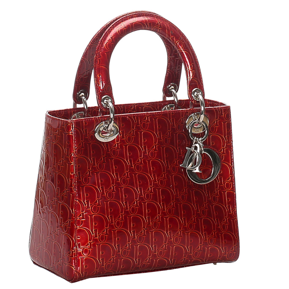

Dior Red Oblique Patent Leather Lady Dior