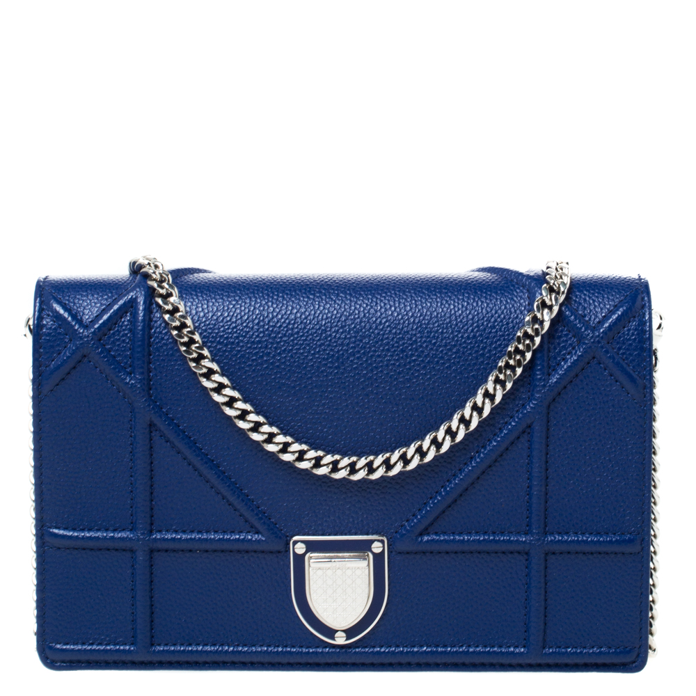 Dior Blue Leather Diorama Wallet on Chain Dior | The Luxury Closet