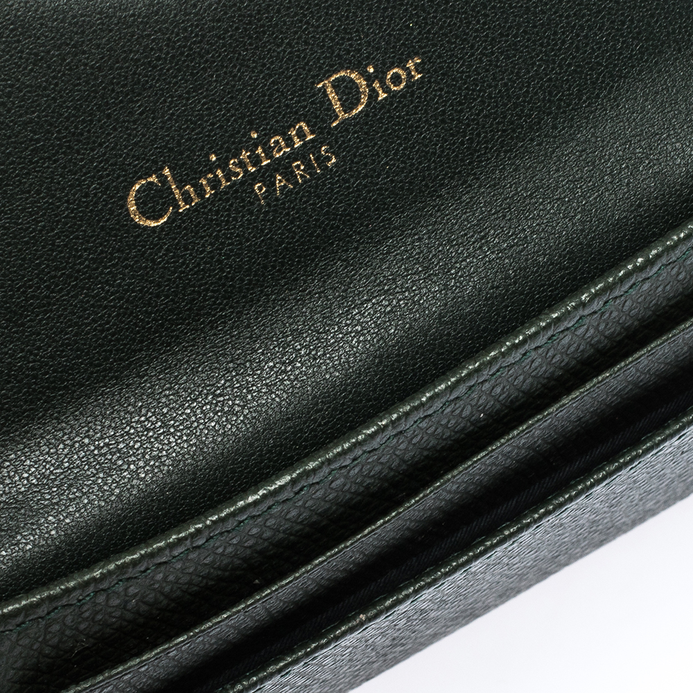 

Dior Deep Green Leather Saddle Card Holder