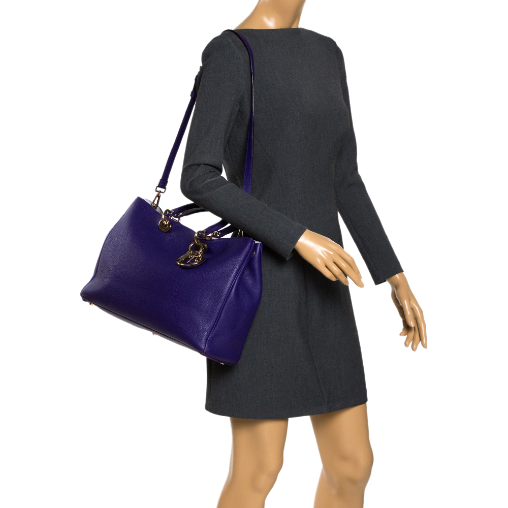 

Dior Purple Leather Large Diorissimo Shopper Tote