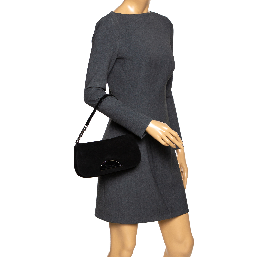 

Dior Black Suede and Patent Leather Malice Shoulder Bag