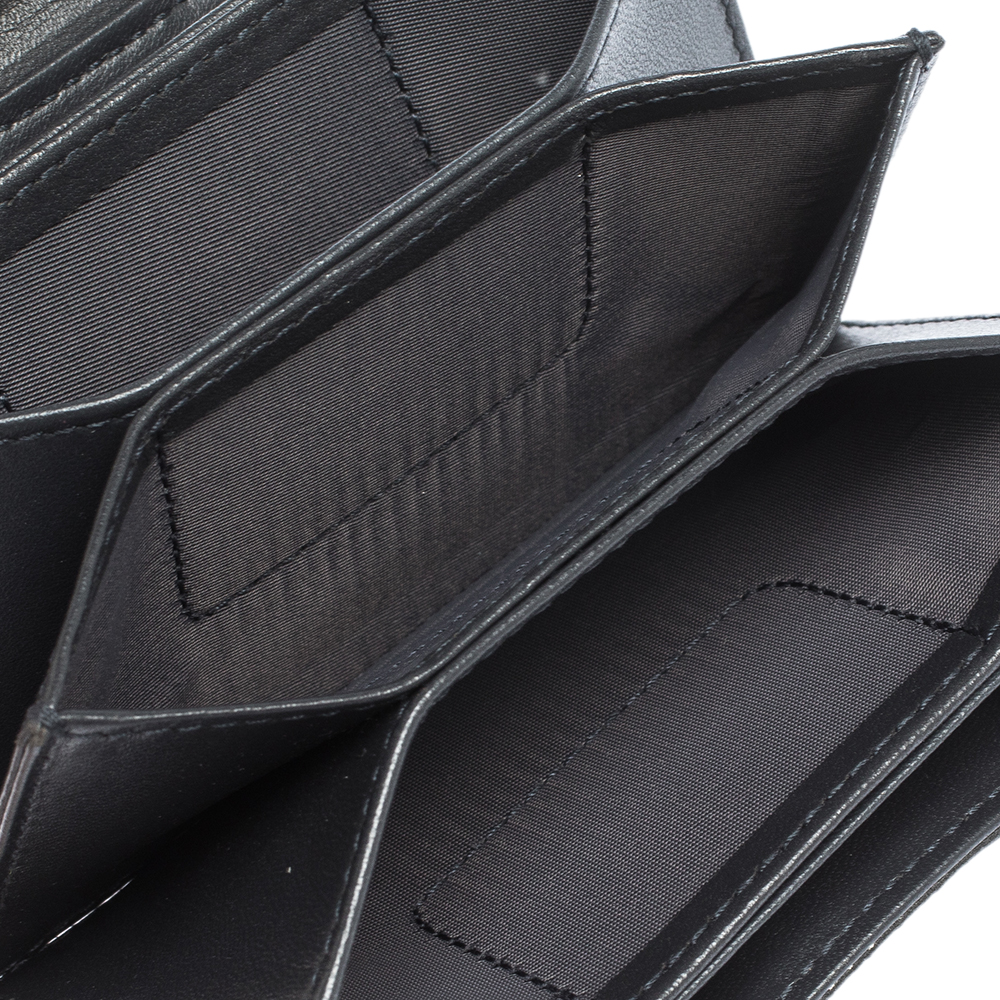 

Dior Metallic Grey Micro Cannage Leather Gusset Card Holder