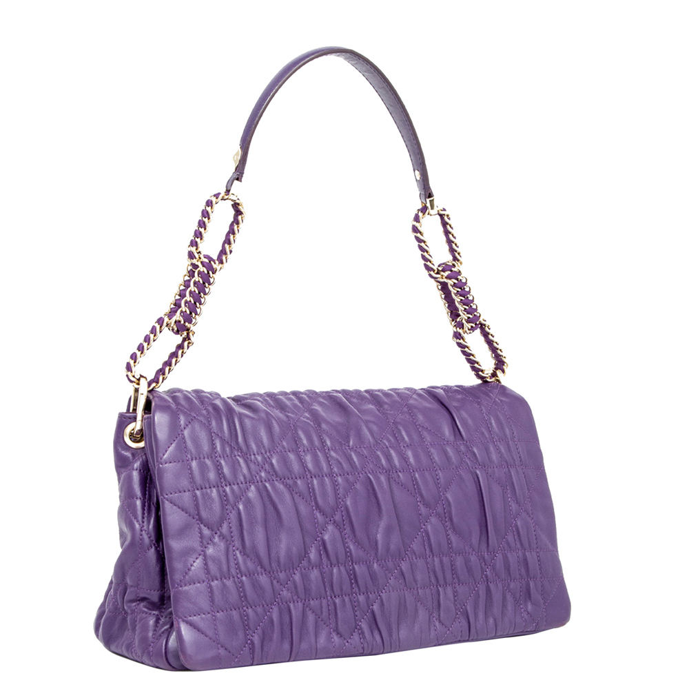 

Dior Purple Cannage Delices Leather Shoulder Bag