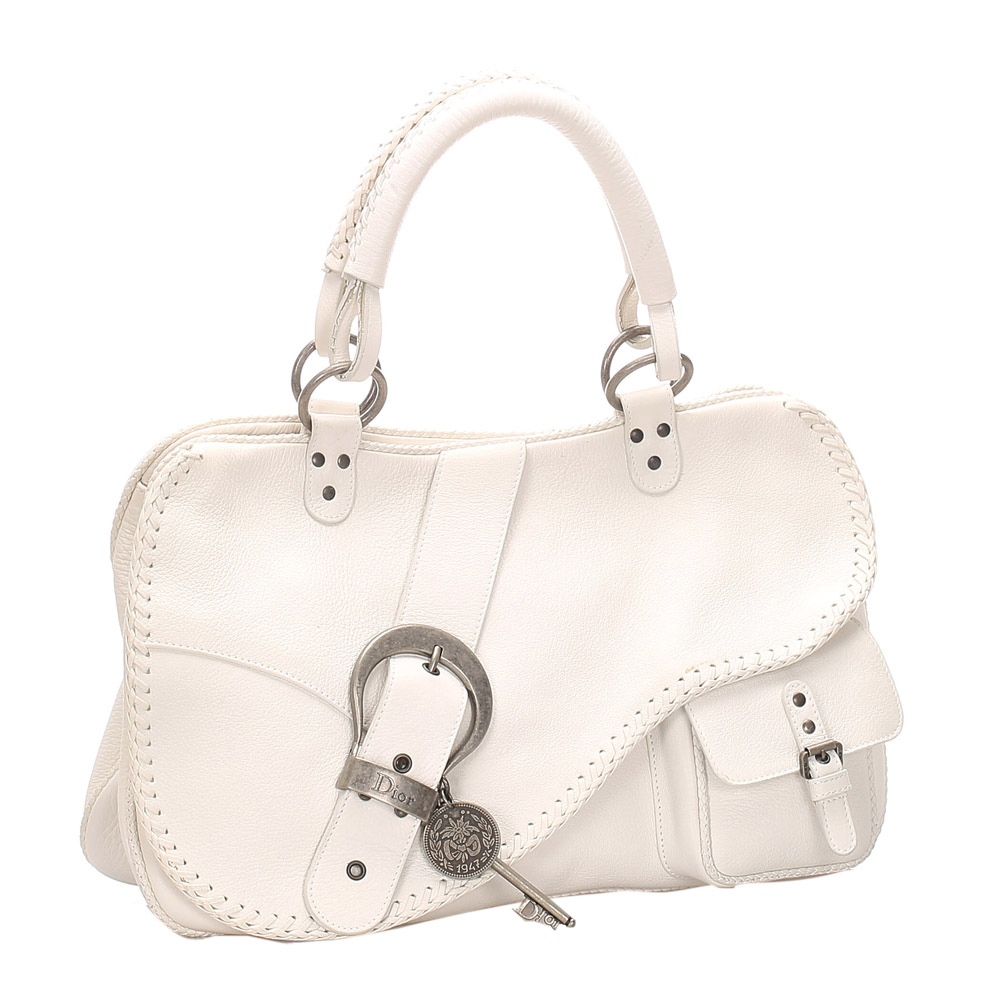 

Dior White Leather Gaucho Saddle Bag