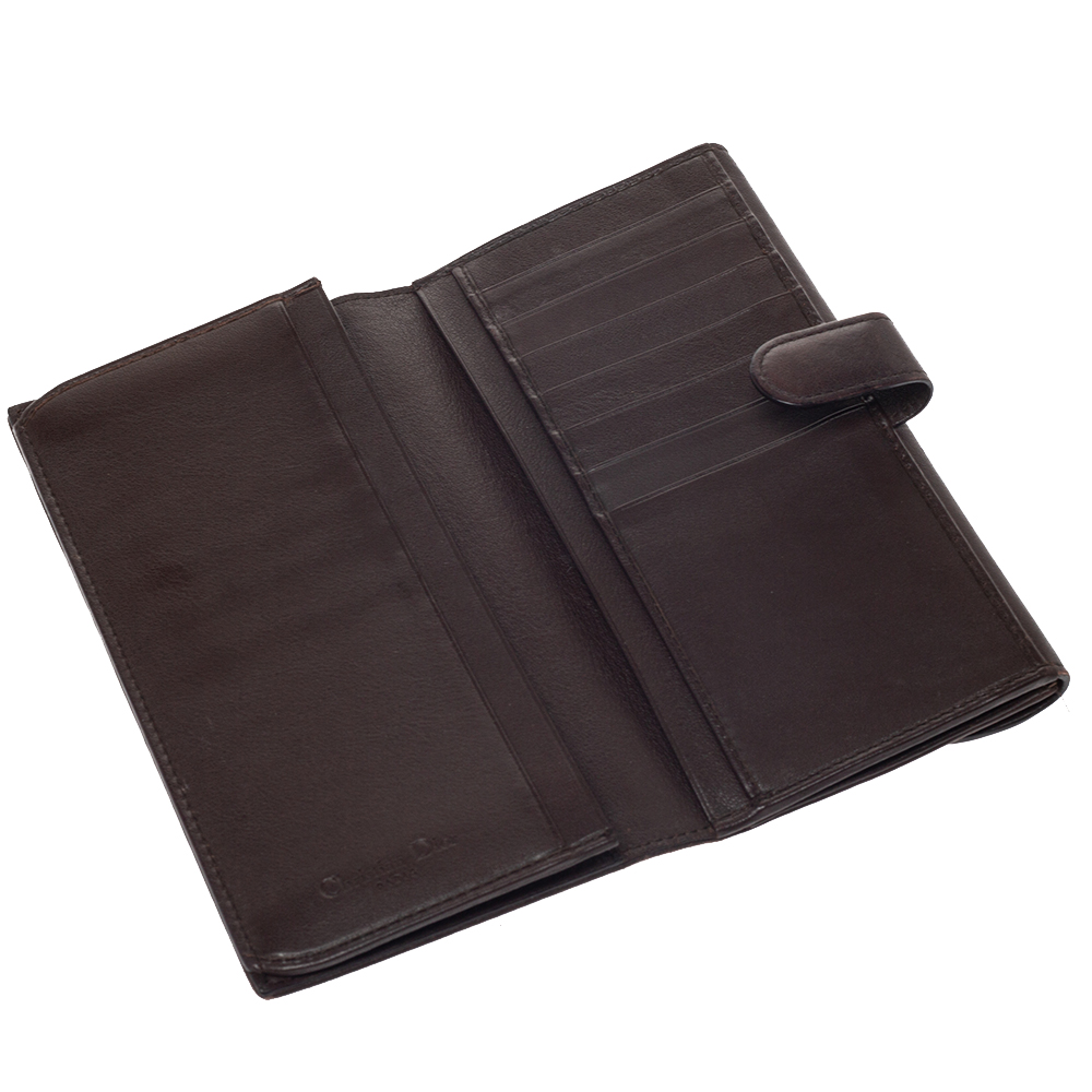 

Dior Dark Brown Leather Flap Continental Wallet