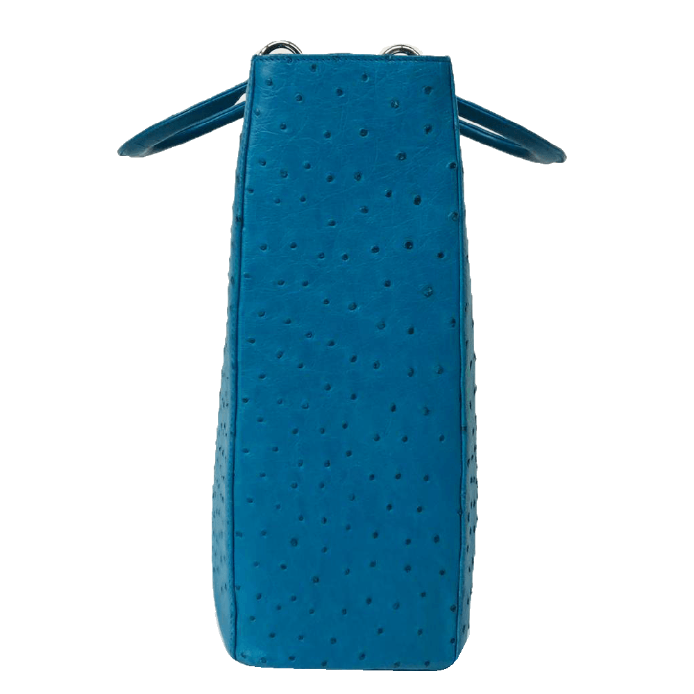 

Dior Blue Teal Ostrich Leather Extra Large Lady Dior Bag