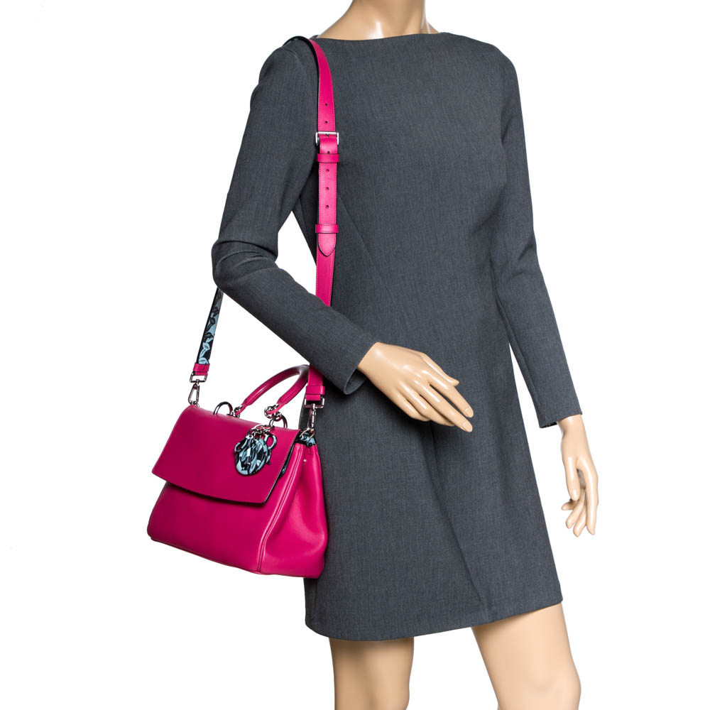 

Dior Magenta Leather Be Dior Flap Bag, Pink