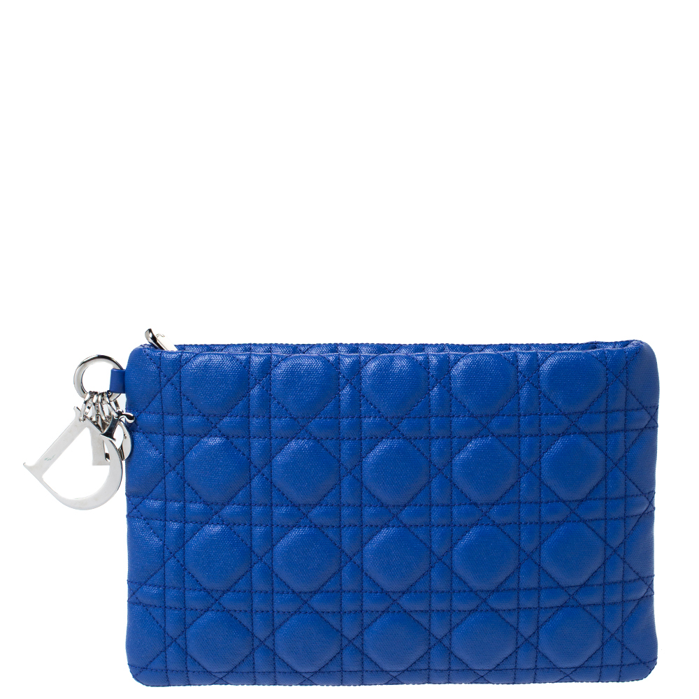 مملوكة مسبقًا حقيبة كلتش ديور باناريا كانفاس مقوى كاناج زرقاء