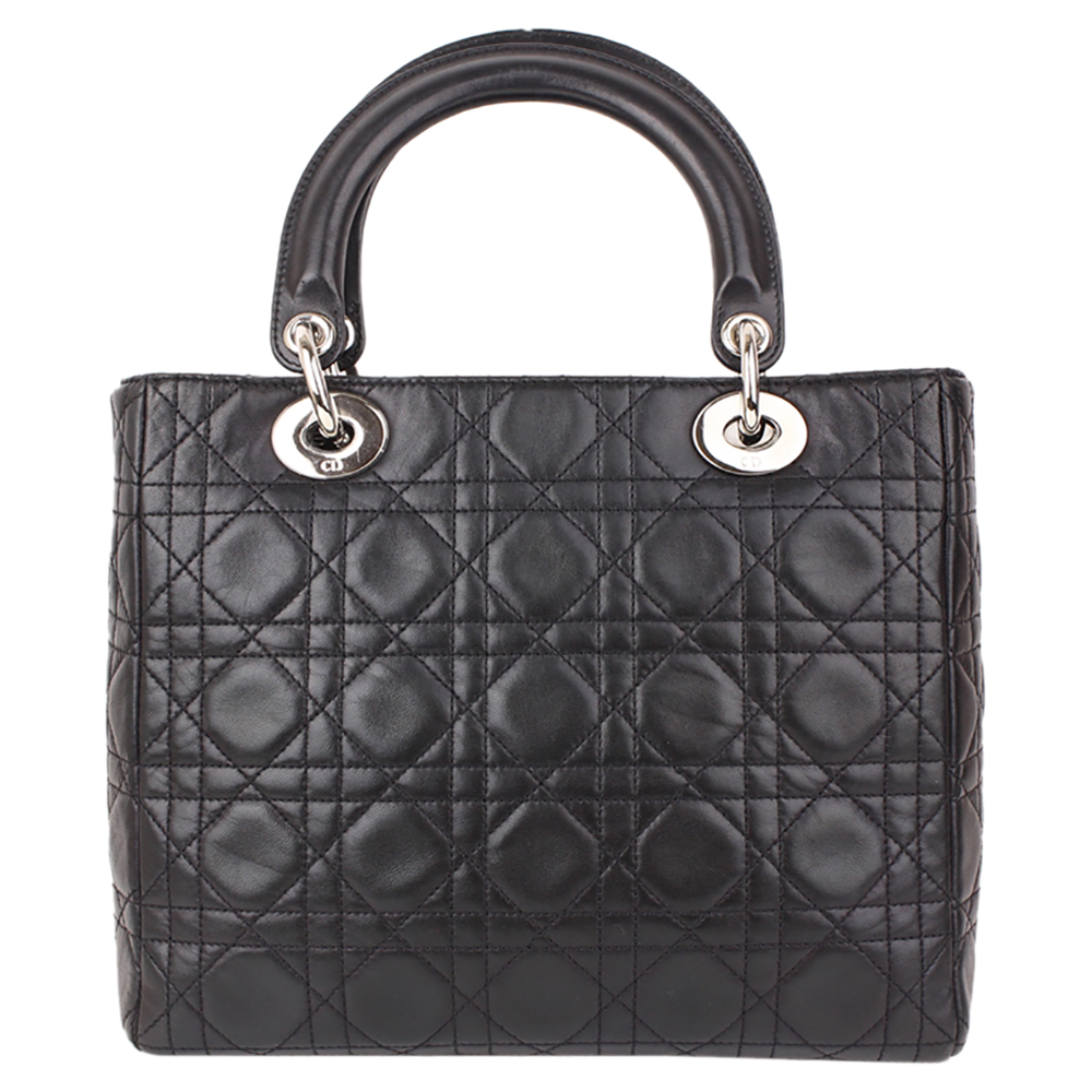 

Dior Black Cannage Quilted Leather Medium Lady Dior Tote