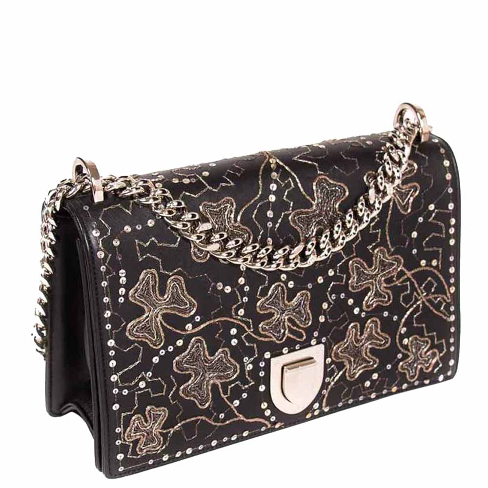 

Dior Black Leather Embellished Medium Diorama Shoulder Bag