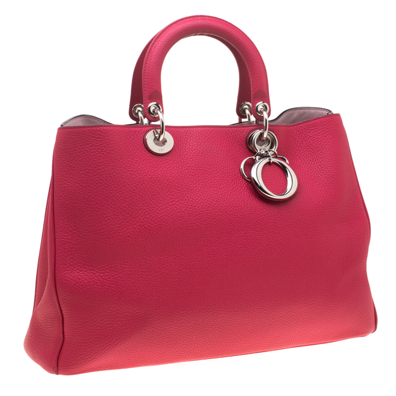 

Dior Hot Pink Leather Large Diorissimo Shopper Tote