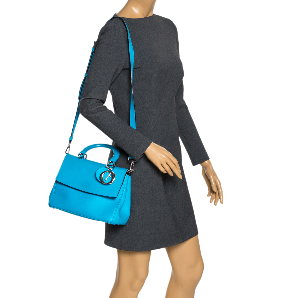 

Dior Light Blue Leather Small Be Dior Flap Top Handle Bag