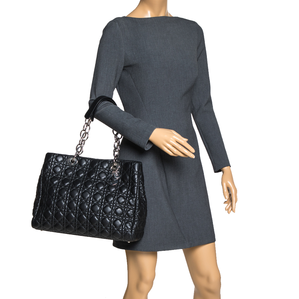 

Dior Black Cannage Soft Leather Large Shopping Tote