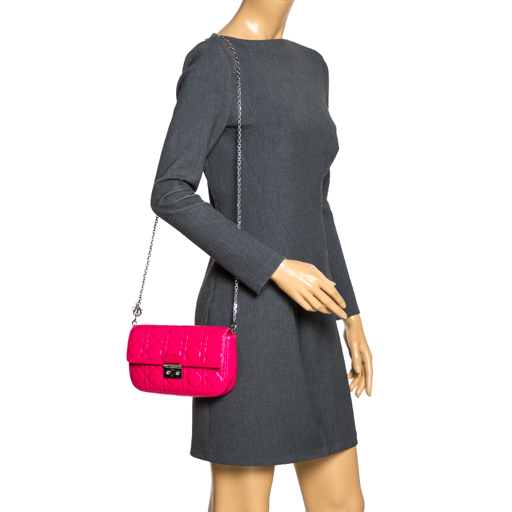 

Dior Magenta Cannage Quilted Leather Small Miss Dior Flap Bag, Pink